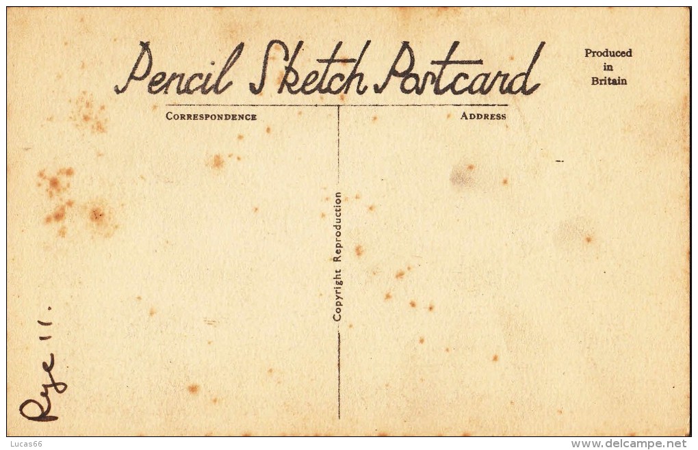 POSTCARD 1930 CA. RYE  - MERMAID INN - PENCIL SKETCH POSTCARD - Rye
