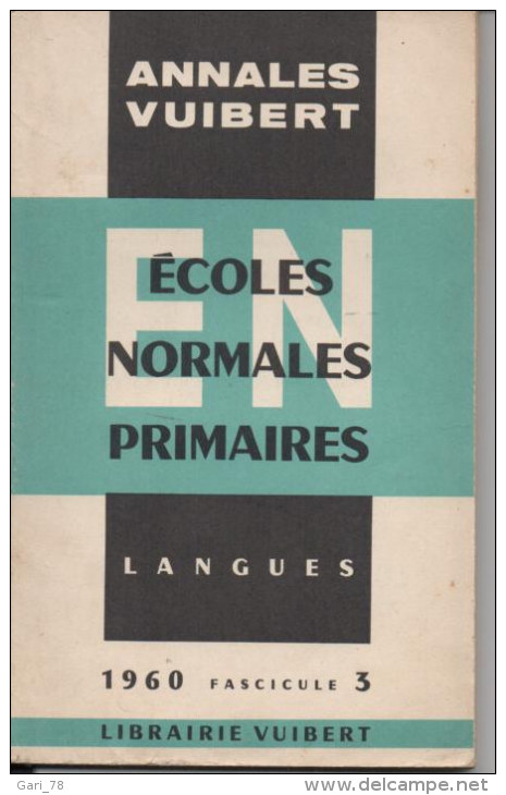 Annales VUIBERT Ecoles Normales Primaires LANGUES 1960 Fascicule  3 - 18 Ans Et Plus