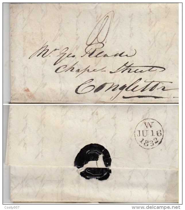 Great Britain 1832 Postal History Rare Pre-Stamp Cover + Content London To Congleton DB.162 - 1840 Buste Mulready