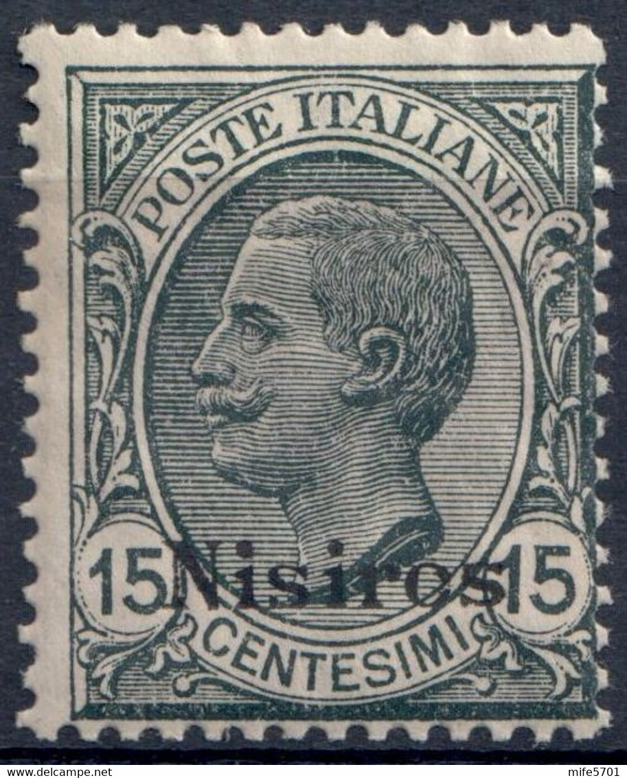 REGNO D'ITALIA COLONIA NISIROS (NISIRO) 1921/22 - VITTORIO EMANUELE III C. 15 - NUOVO MNH ** CATALOGO SASSONE 10 - Egeo (Nisiro)