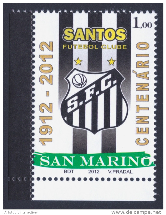 2012 SAN MARINO "100° ANN. DEL SANTOS FUTEBOL CLUBE" SINGOLO MNH* - Nuevos