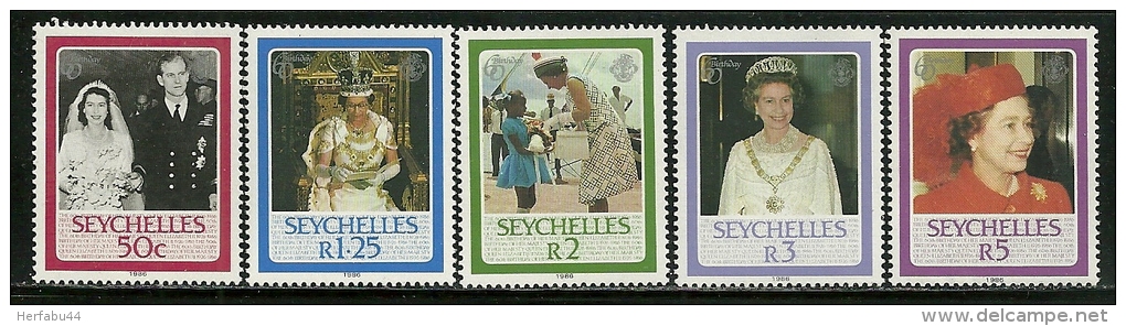 Seychelles        "Queen Elizabeth"      Set      SC# 592-96    MNH** - Seychelles (1976-...)