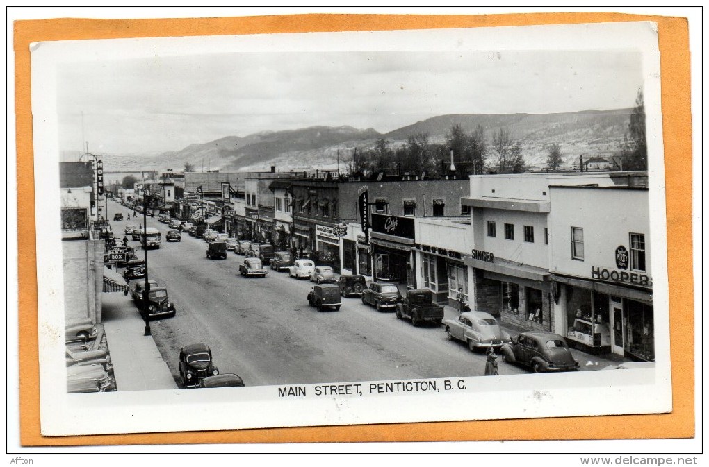Main Street Penticton BC Old Real Photo Postcard - Penticton