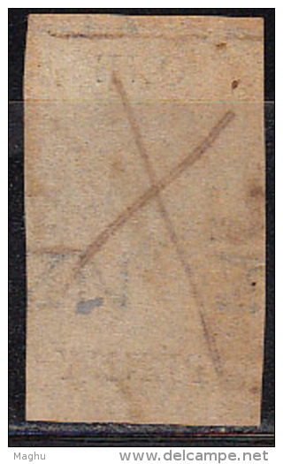 New Zealand Used One Penny Watermark NZ 1867 Imperf., Adhesive, Slate /  Red Type ?,   Fiscal, Revenue - Fiscali-postali