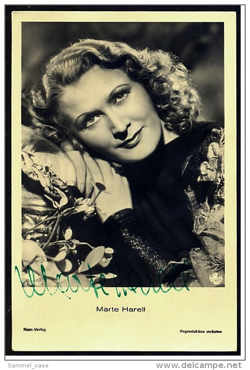 Autogramm  Marte Harell  Handsigniert  -  Portrait  -  Schauspieler Foto Ross Verlag Nr. A 3706/1 Von Ca.1940 - Autographs