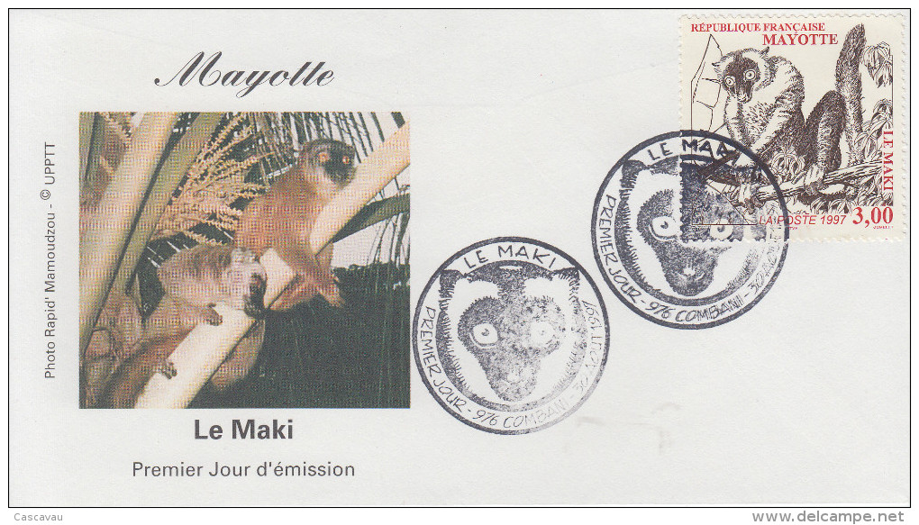 Enveloppe  FDC   1er Jour    MAYOTTE     Le   MAKI     COMBANI    1997 - Otros & Sin Clasificación