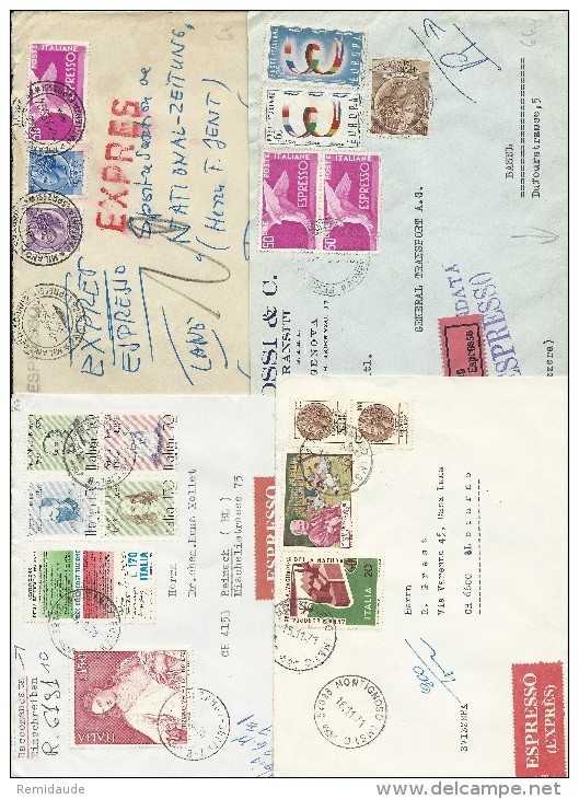 ITALIE - 1956/78 - LOT De 4 ENVELOPPES EXPRES Pour La SUISSE - GENOVA Avec ETIQUETTE AU DOS + BOLZANO + MONTIGNOSO.... - Maschinenstempel (EMA)