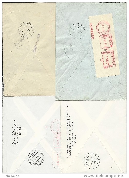 ITALIE - 1956/78 - LOT De 4 ENVELOPPES EXPRES Pour La SUISSE - GENOVA Avec ETIQUETTE AU DOS + BOLZANO + MONTIGNOSO.... - Frankeermachines (EMA)