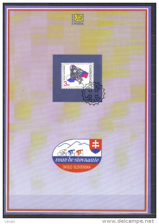 Slovakia FIRST DAY SHEET Mi 255 Cyclist Races Round Slovakia , Bicycle , Map  Flag 1996 - Ciclismo