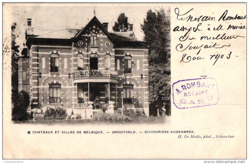 Schoorisse  Escornaix  2 CP  Dorpstraat  1902     Kasteel   Grootveld  1903 - Oudenaarde