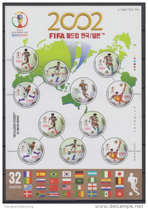 South Korea KPCC1695-9 2002 Korea-Japan World Cup, FIFA, Soccer, Flags, Full Sheet - 2002 – Südkorea / Japan