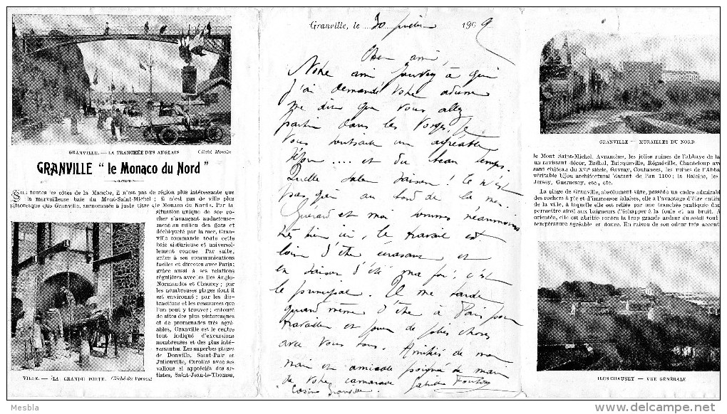 Dépliant  3 Volets -  Le Monaco Du Nord -  GRANVILLE   Pittoresque Centre Balnéaire  (50)   1909 - Granville