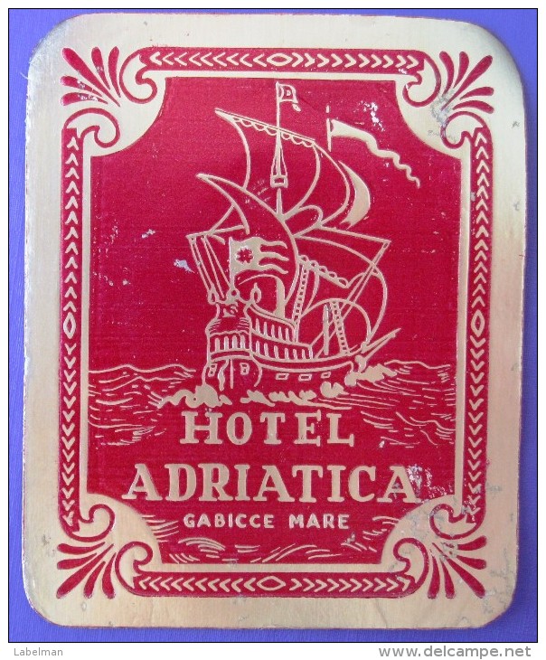 HOTEL ALBERGO PENSIONE NO ADRIATICA GABICCE MARE ITALIA ITALY TAG STICKER DECAL LUGGAGE LABEL ETIQUETTE AUFKLEBER - Hotel Labels