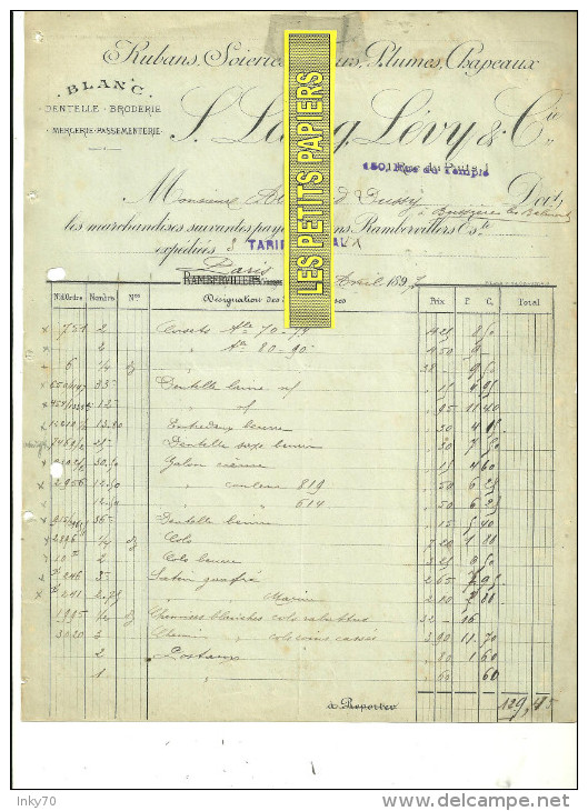 88 - Vosges - RAMBERVILLERS - Facture LANG & LEVY - Rubans, Soieries, Fleurs, Plumes – 1897 - REF 157 - 1900 – 1949
