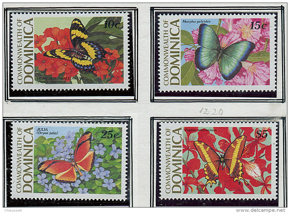 (cl 32 - P2) Dominique ** N° 1129 à 1130 - Papillonset Fleurs - - Dominique (1978-...)