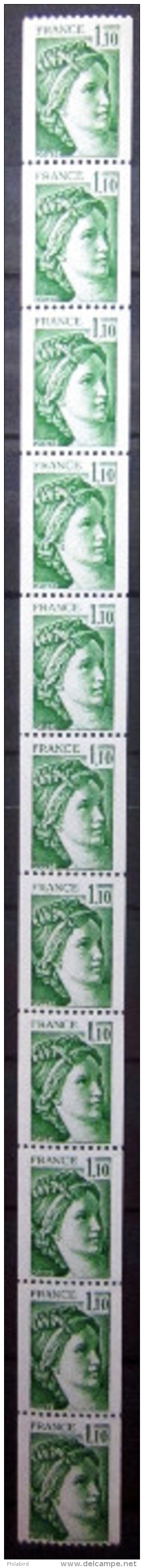 FRANCE            ROULETTE  73  (11 Timbres)            NEUF** - Coil Stamps