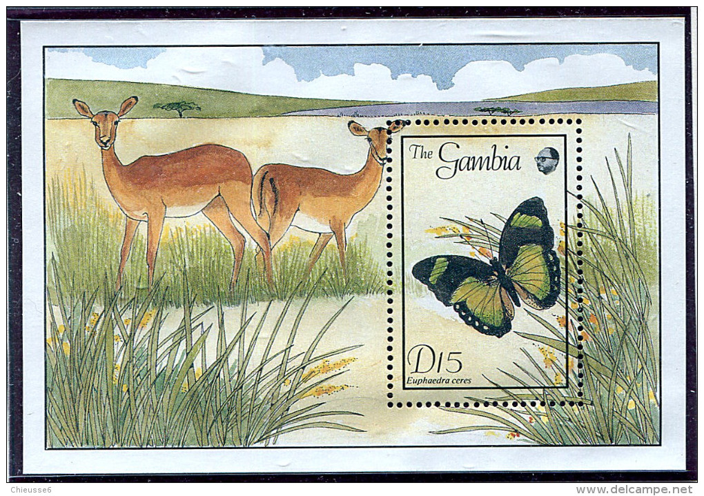 (cl 32 - P17) Gambie** Bloc N° 66 - Papillons - - Gambia (1965-...)