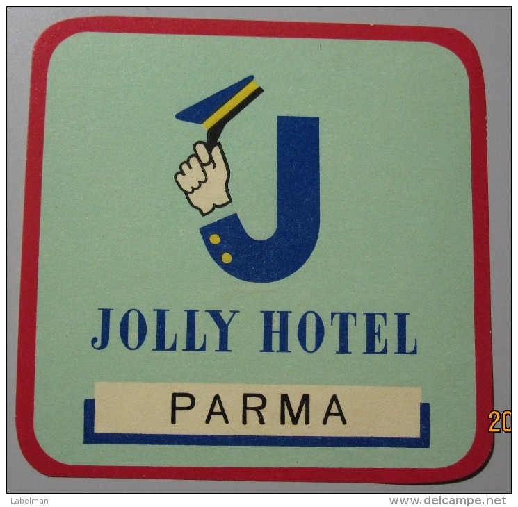 HOTEL ALBERGO PENSIONE JOLLY HOTELS PARMA ITALIA ITALY TAG DECAL STICKER LUGGAGE LABEL ETIQUETTE AUFKLEBER - Hotel Labels