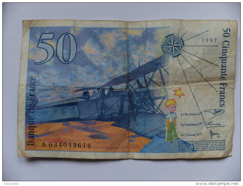 BILLET FRANCE - P.157 - 50 FRANCS - 1997 - ANTOINE DE ST EXUPERY - AVION - PETIT PRINCE - 50 F 1992-1999 ''St Exupéry''