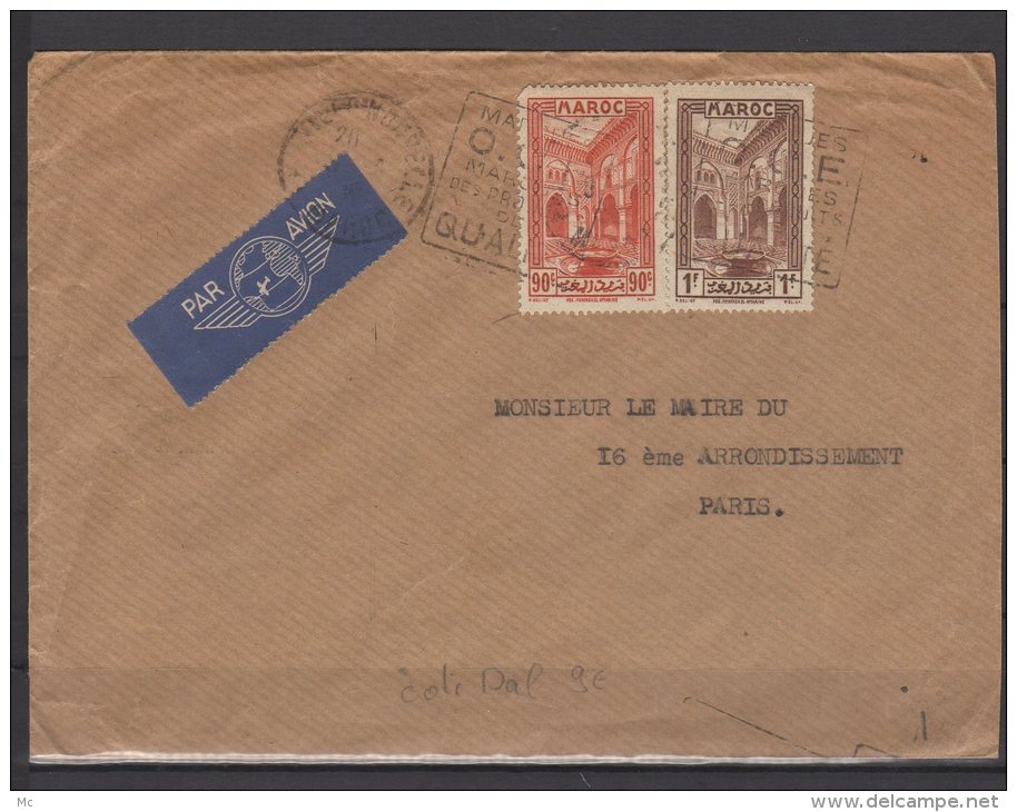 Maroc - N° 142 Et 143 Obli/sur Lettre  - 1939 - Voir Cachet - Briefe U. Dokumente