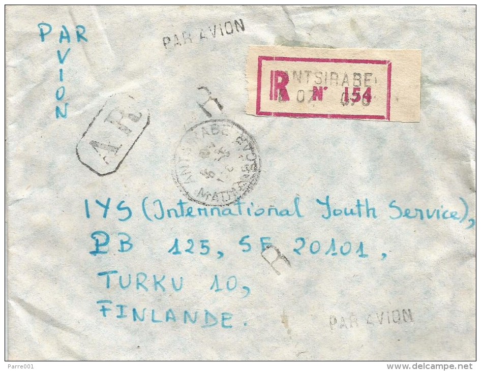 Madagascar 1984 Antsirabe Space Sputnik Flower AR Advice Of Receipt Registered Cover - Afrika