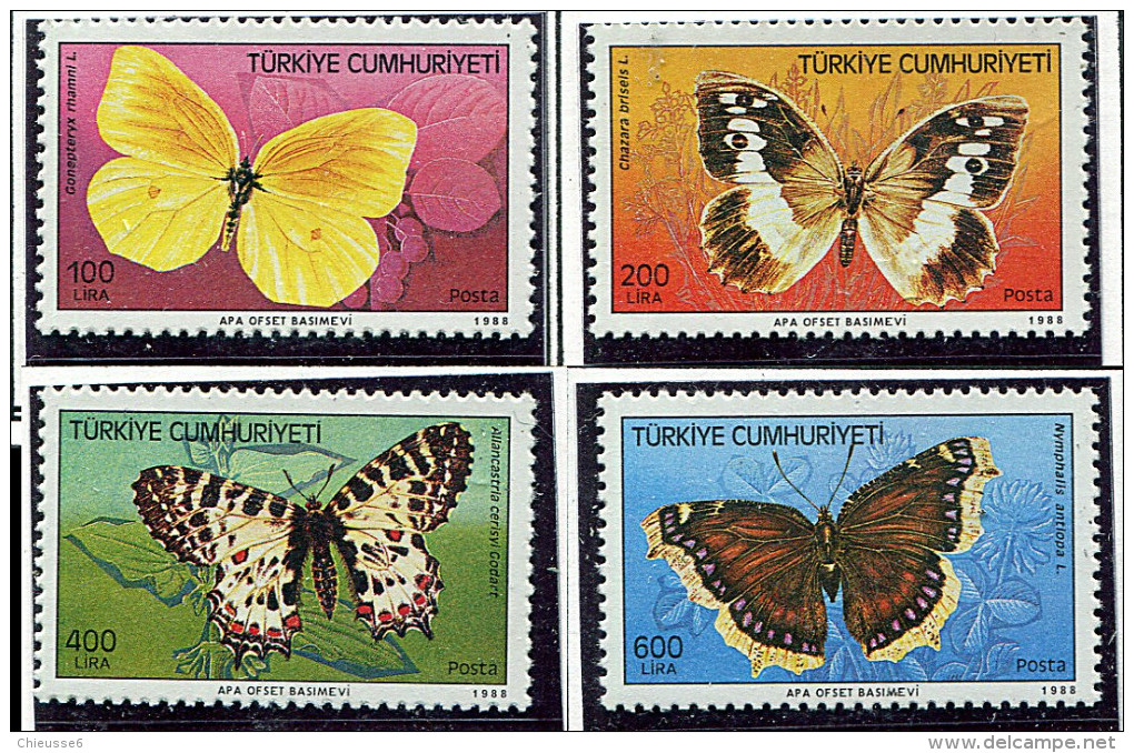 (cl 32 - P28) Turquie** N° 2582 à 2585 - Papillons - - Unused Stamps