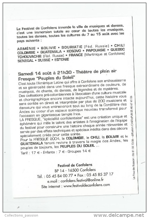 Cp , 16 , CONFOLENS , Festival Danses Et Musiques Du Monde , 2004 , 2 Scans - Danse