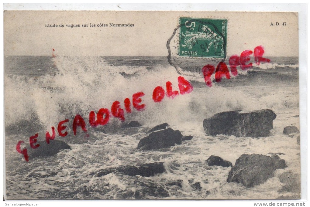 50 -  ETUDE DE VAGUES SUR LES COTES NORMANDES - NORMANDIE - CACHET POSTE BARFLEUR - Barfleur