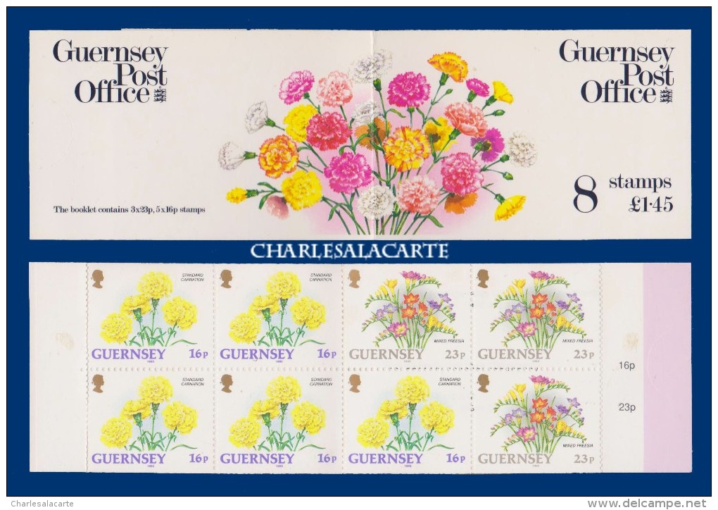 GUERNSEY/GUERNESEY 1992 BOOKLET S.G. G B45 CARNATIONS £1.45 CARNET ŒILLETS  YTC569a - Guernsey