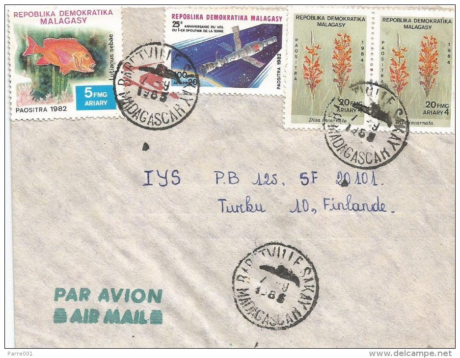 Madagascar 1985 Baretvillesakay Space Sputnik Flower Fish Cover - Madagaskar (1960-...)