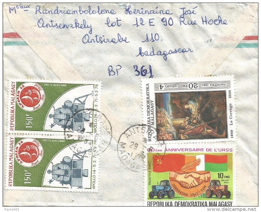 Madagascar 1984 Antsirabe Space Sputnik Moon Landing Apollo Registered Cover - Madagaskar (1960-...)