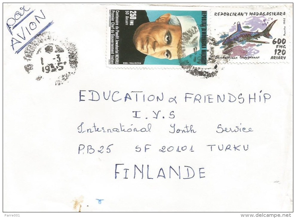 Madagascar 1995 Antananrivo Shark President Nehru Cover - Madagaskar (1960-...)