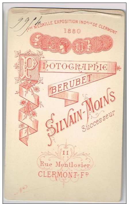 CDV - SILVAIN MOINS à Clermont-Ferrand (Puy-de-Dôme) - Fillette  Avec Poupée, Doll (2scans) - Antiche (ante 1900)