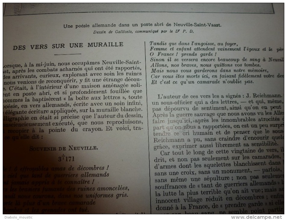 1915 Poésie Allemande à Neuville-S-V;METZERAL;Mont-St-Eloy;Gl Sarrail;Fin Du CARTHAGE;Munster;Femmes Dans L'ARTILLERIE - L'Illustration