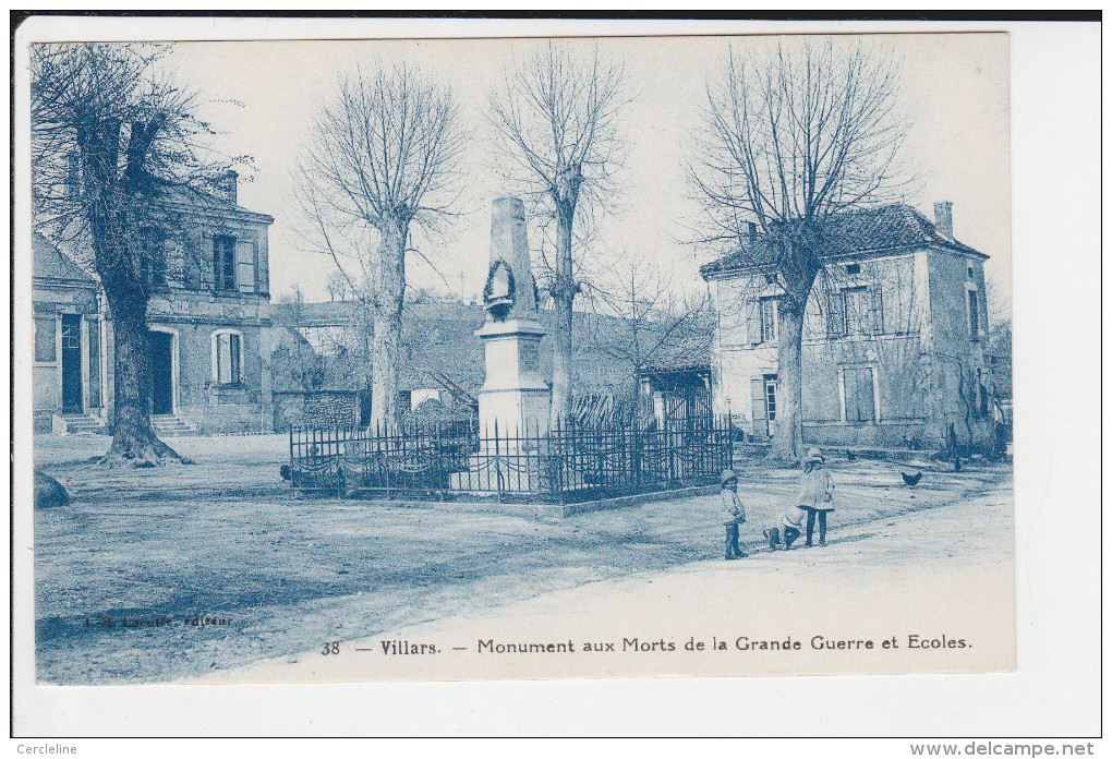 CPA VILLARS DORDOGNE MONUMENT AUX MORTS  DE LA GRANDE GUERRE ENFANTS ECOLES ED LACOTTE N°38 - Autres & Non Classés