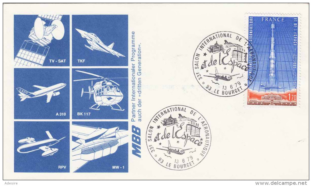 France 1979 - Et De L'Espace - 1,70F Sondermarke + Sonderstempel Auf Brief - Cartas & Documentos