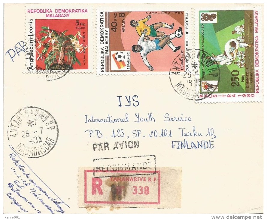 Madagascar 1983 Antananarivo Olympic Games Moscow Judo Martial Football Registered Cover - Madagaskar (1960-...)