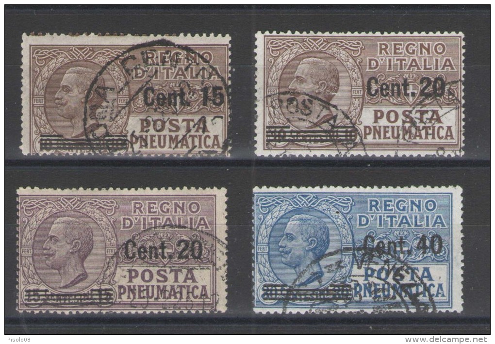 REGNO 1924-25 POSTA PNEUMATICA   SOP.TA SERIE CPL. USATA - Correo Neumático