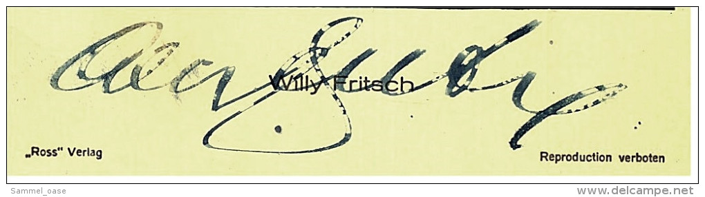 Autogramm  Willy Fritsch  Handsigniert  -  Portrait  -  Schauspieler Foto Ross Verlag Nr. 9427/1 Von Ca.1940 - Autographes