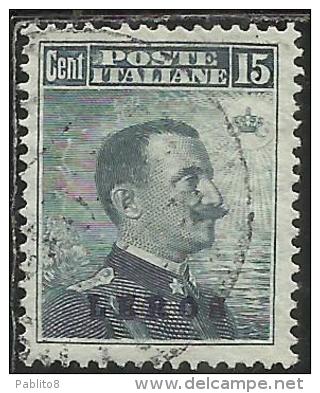 COLONIE ITALIANE EGEO 1912 LERO (LEROS) SOPRASTAMPATO D´ITALIA ITALY OVERPRINTED CENT. 15 CENTESIMI USATO USED OBLITERE´ - Egée (Lero)