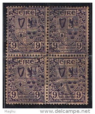 Used Block Of 4, 9d Coat Of Arms, Watermark SG 10 - Usati