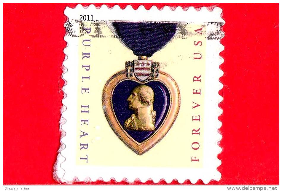 U.S. - USA - STATI UNITI - USATO - 2011 - Purple Heart And Ribbon  - (Forever) - Used Stamps