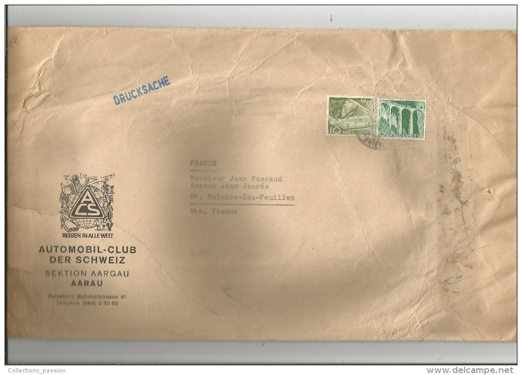 Lettre , SUISSE , Automobil-Club Der SCHWEIZ , AARAU , Frais Fr : 1.80€ - Postmark Collection