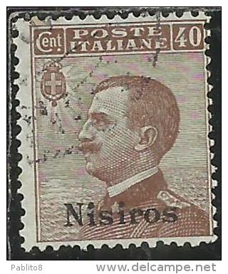 COLONIE ITALIANE EGEO 1912 NISIRO (NISIROS) SOPRASTAMPATO D´ITALIA ITALY OVERPRINTED CENT 40 CENTESIMI USATO USED - Ägäis (Nisiro)