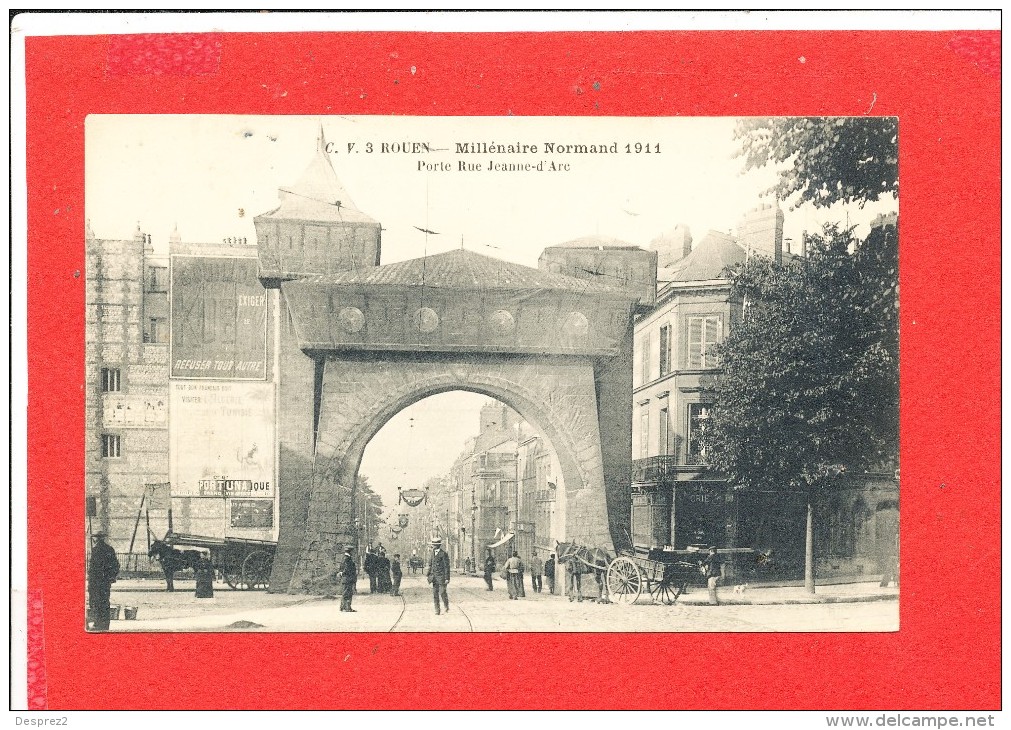 76 ROUEN Cpa Animée Millenaire Normand 1911 Porte Rue Jeanne D ' Arc C V 3 - Rouen