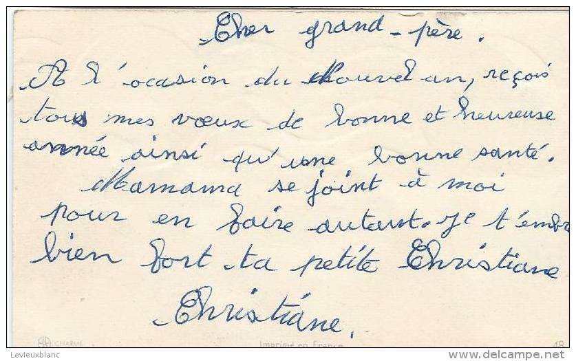 Petite Carte De Voeux/ Circulée/Couple D'enfants Avec Branche De Houx/vers 1950   CVE48 - Nouvel An