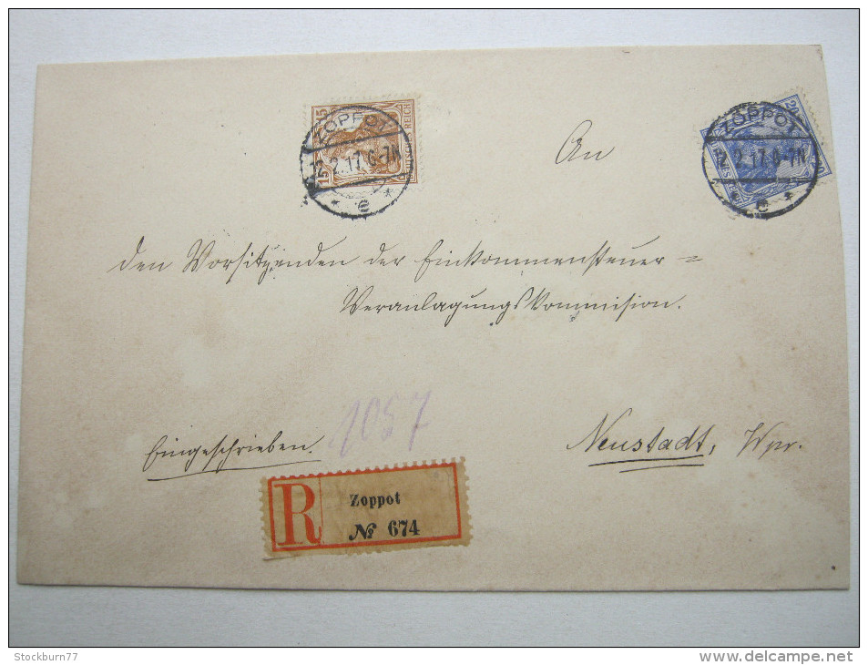 ZOPPOT , Einschreiben  Nach Neustadt - Lettres & Documents