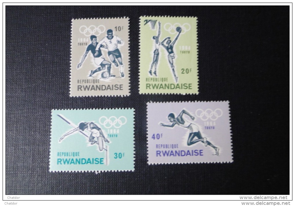 Rwanda 1964 N° 81A , 82A, 82B, 82C  MNH** Jeux Olympiques De Tokyo - Neufs