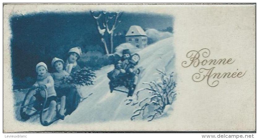 Petite Carte De Voeux/ Circulée/Enfants Faisant De La Luge/ 1927   CVE51 - Nouvel An