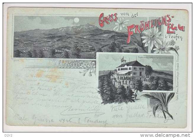 FRÖHLICHS-EGG BEI TEUFEN- LITHO-DOS UNIQUE- 24.10.1898- CACHET LINEAIRE DE FRÖHLICHSEGG - Teufen